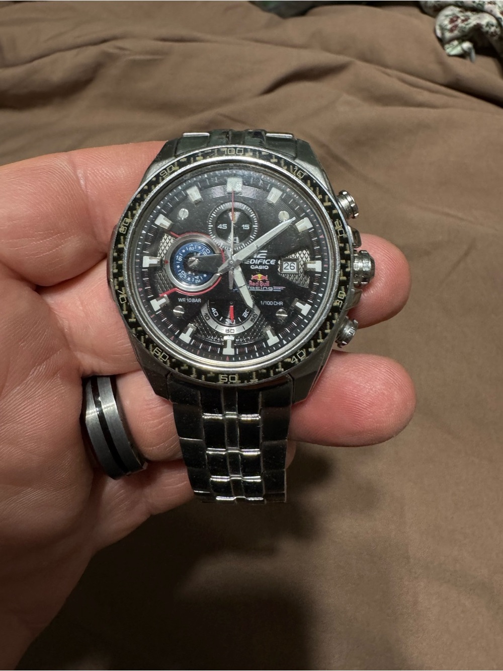 Casio Edifice Men's Black Stainless Steel Chronograph Watch Red Bull Racing